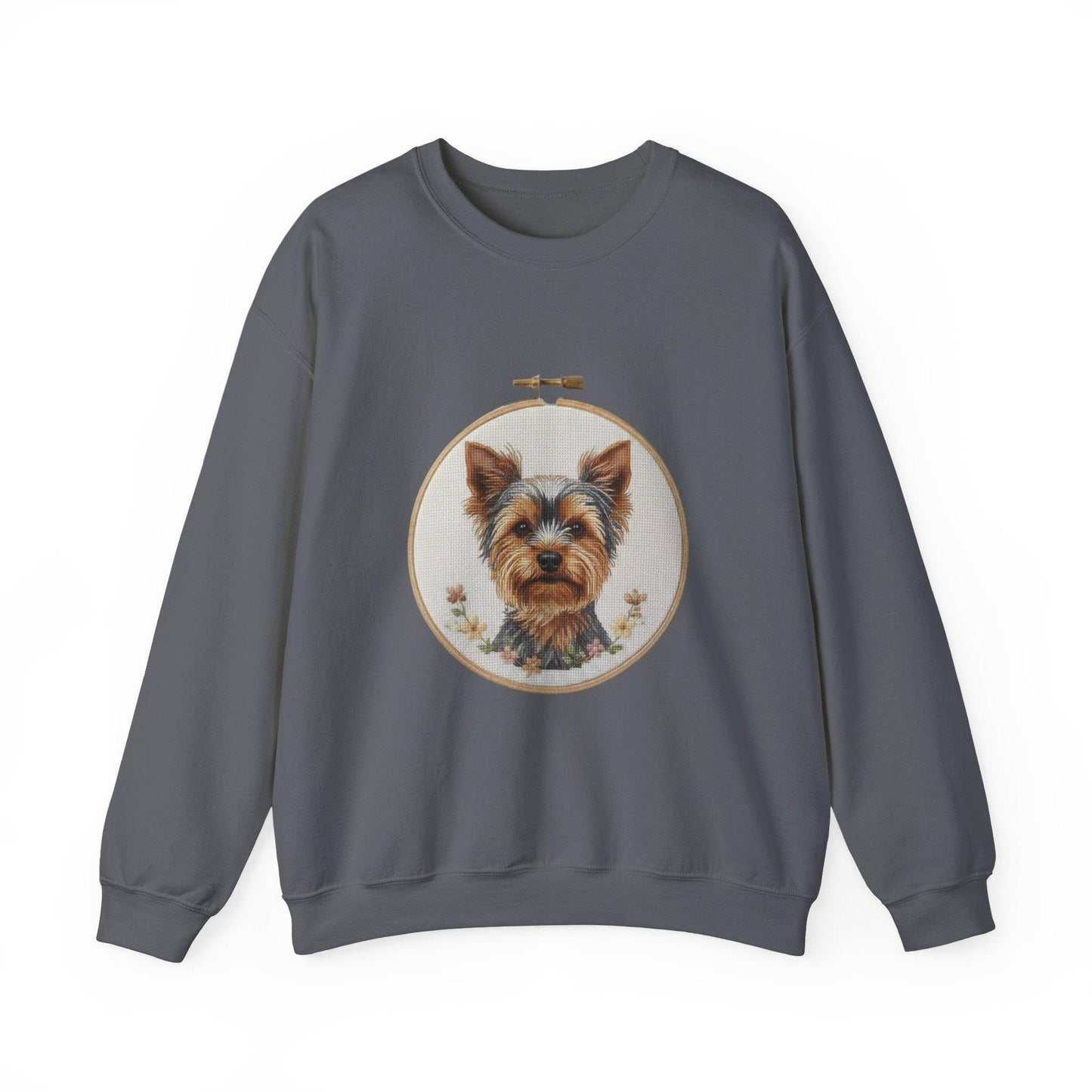 Yorkshire Terrier Portrait Sweatshirt | Embroidery Hoop Dog Art