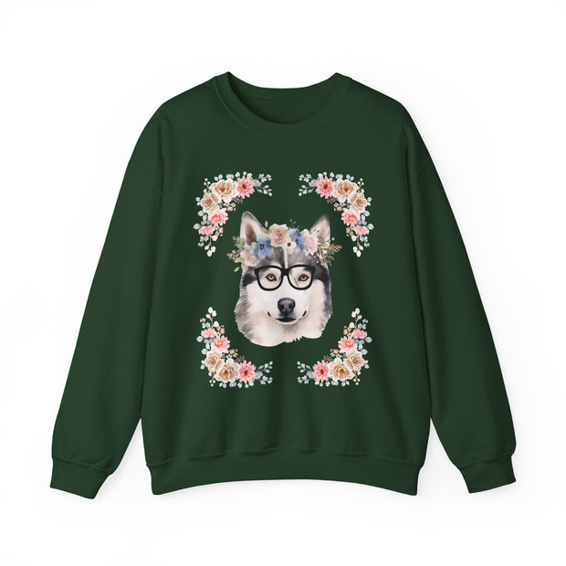 Geeky Goddess Siberian Husky Unisex Crewneck Sweatshirt