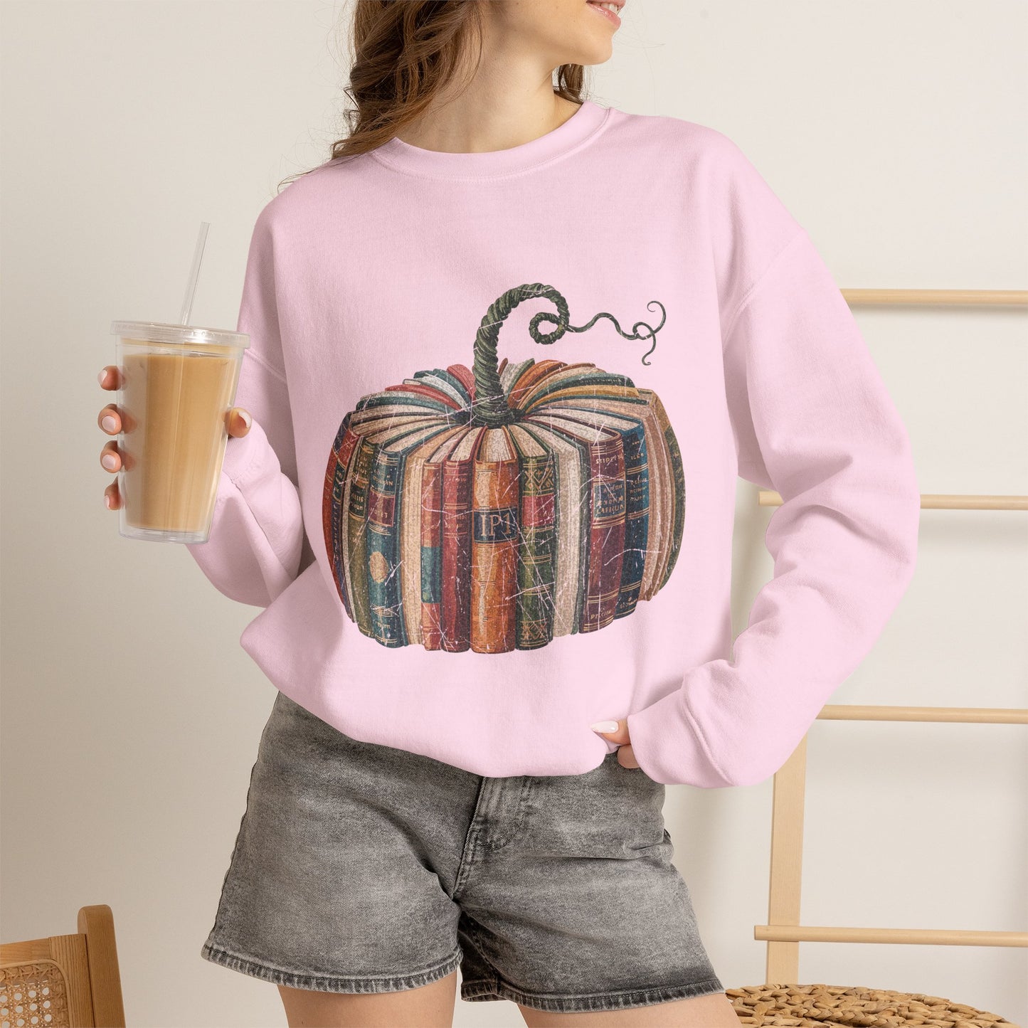Patchwork Pumpkin Crewneck Sweatshirt | Fall Plaid Pumpkin Shirt