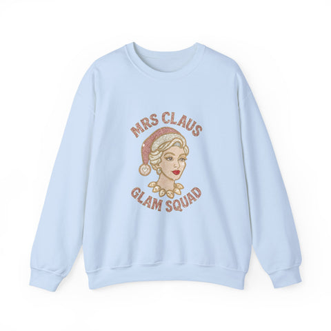 Mrs Claus Glam Squad Sweatshirt | Retro Mrs. Claus Illustration, Christmas Holiday Crewneck