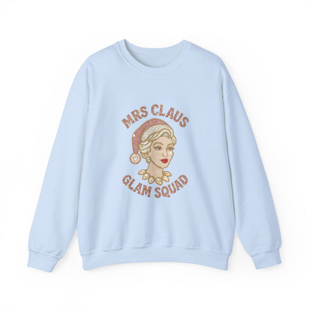 Mrs Claus Glam Squad Sweatshirt | Retro Mrs. Claus Illustration, Christmas Holiday Crewneck