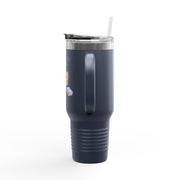 'Feline Good with a Book & Brew' Insulated Travel Mug, 40oz