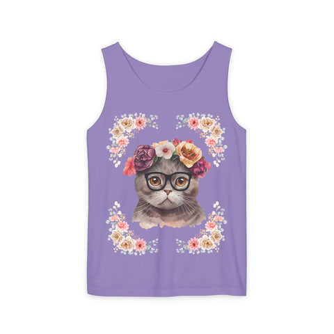 Geeky Goddess Dark Gray Cat Unisex Tank Top
