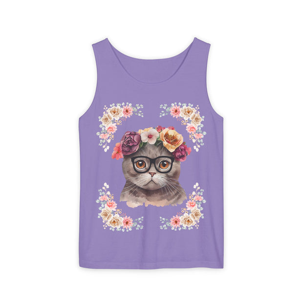 Geeky Goddess Dark Gray Cat Unisex Tank Top