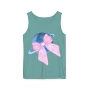 Blue Saturn Wrapped In Pink Bow Unisex Tank Top