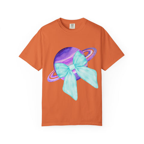 Purple Saturn Wrapped In Bow Unisex T-Shirt