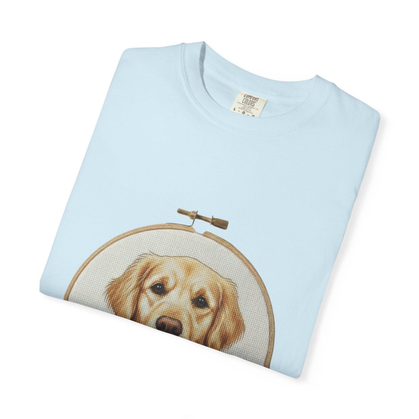 Golden Retriever Portrait T-Shirt | Embroidery Hoop Dog Art