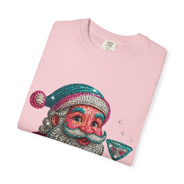 Santa Holding Martini T-Shirt | Vintage Retro Holiday Illustration