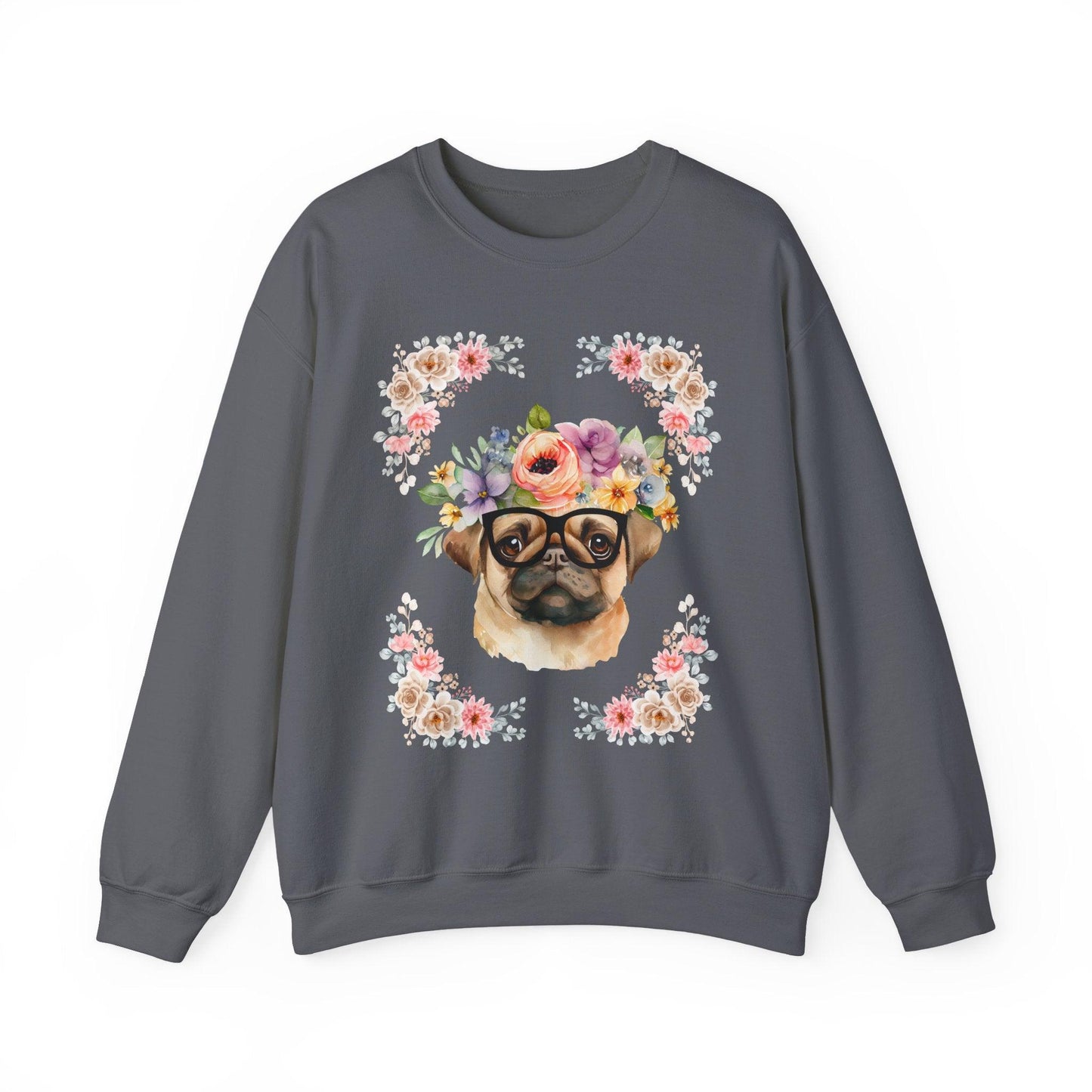 Geeky Goddess Pug Unisex Crewneck Sweatshirt