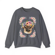 Geeky Goddess Pug Unisex Crewneck Sweatshirt
