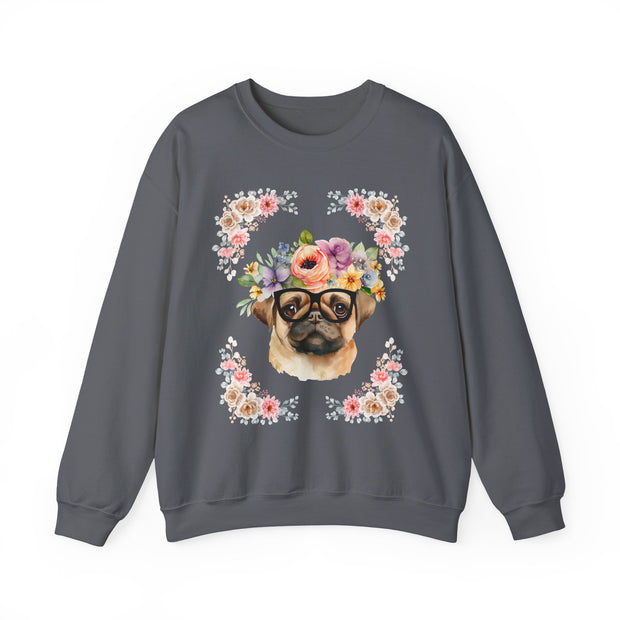 Geeky Goddess Pug Unisex Crewneck Sweatshirt