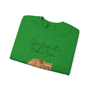 'Feline Good With A Book & Brew' Unisex Crewneck Sweatshirt