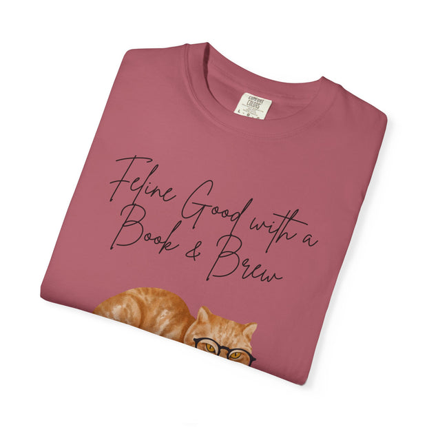 'Feline Good with a Book & Brew' Unisex T-Shirt