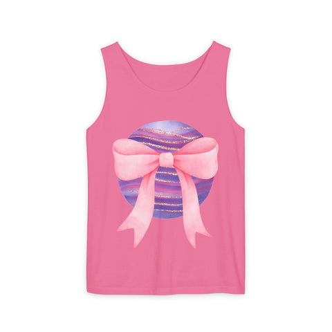 Pink/Purple Planet Wrapped In Bow Unisex Tank Top