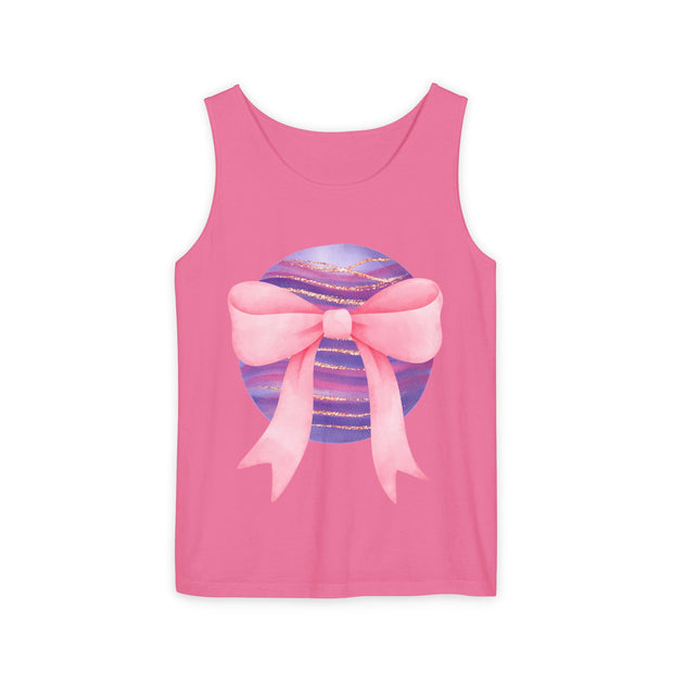 Pink/Purple Planet Wrapped In Bow Unisex Tank Top