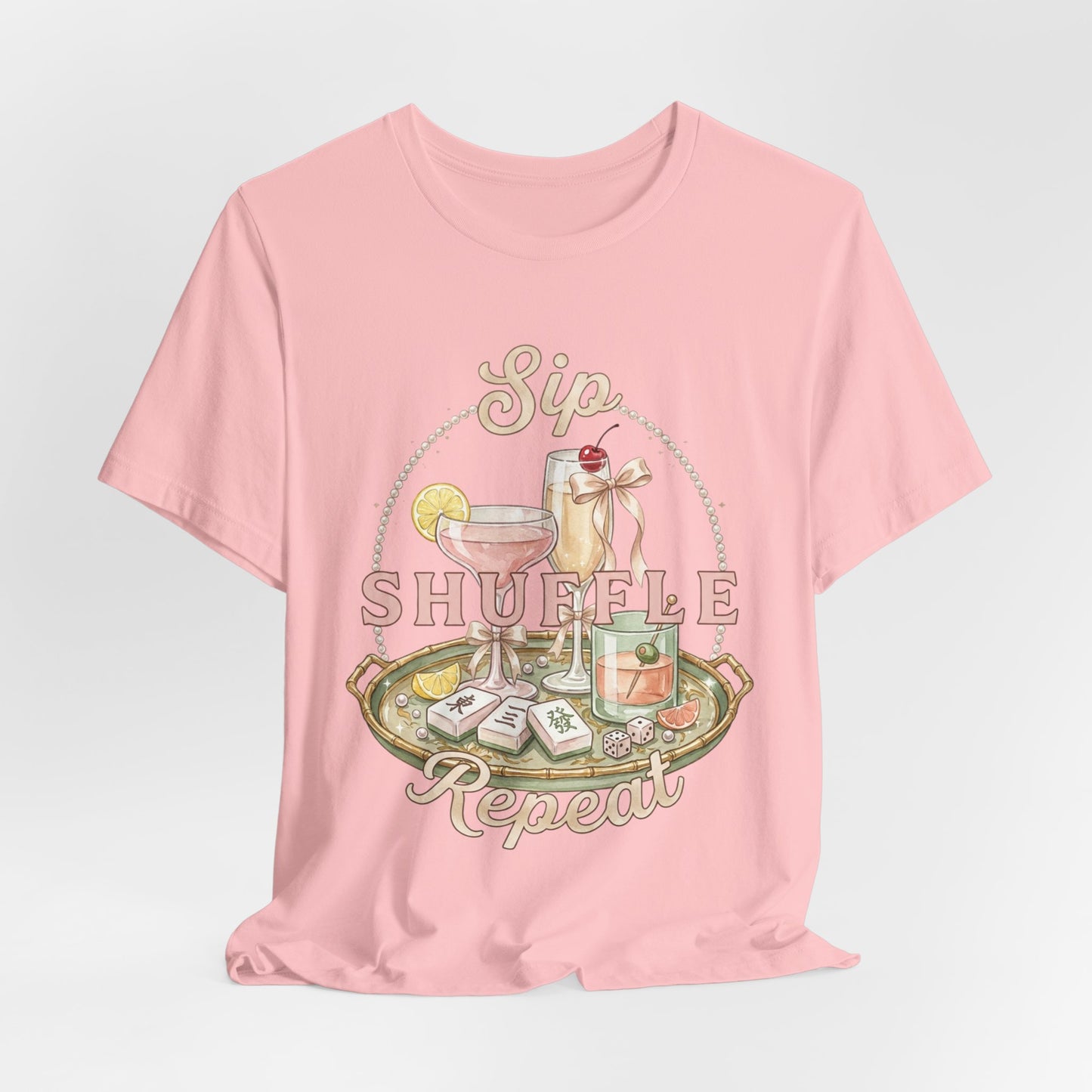 Sip Shuffle Repeat Shirt, Mahjong Social Club Tee, Pastel Girls Night Graphic Shirt, Mahjong Lover Gift