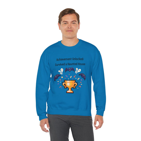 'Achievement Unlocked: Survived A Haunted House' Unisex Crewneck Sweatshirt