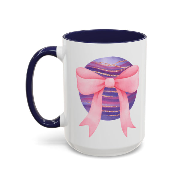 Pink/Purple Planet Wrapped In A Bow Accent Coffee Mug