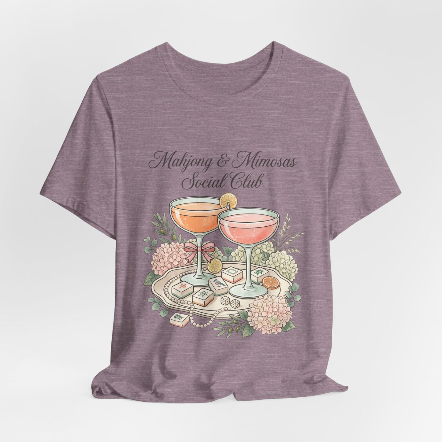 Mahjong & Mimosas Shirt, Mahjong Social Club Tee, Pastel Mahjong Graphic T-Shirt, Brunch Club Gift for Her