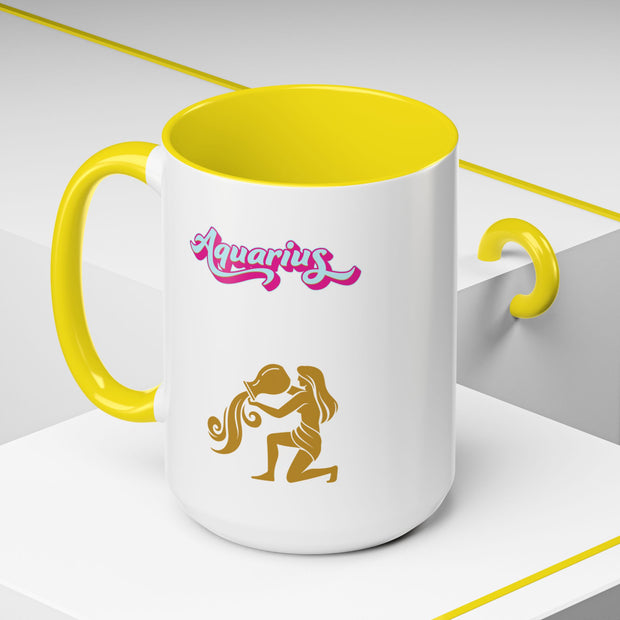 'Aquarius' Zodiac Accent Coffee Mug
