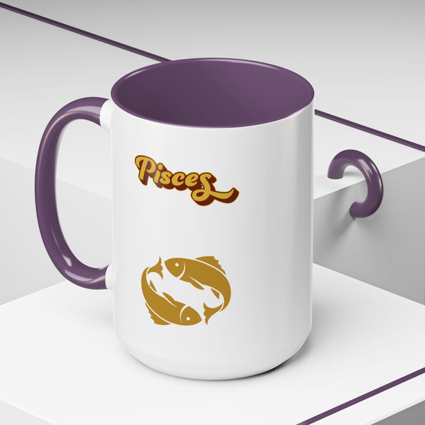 'Pisces' Zodiac Accent Coffee Mug