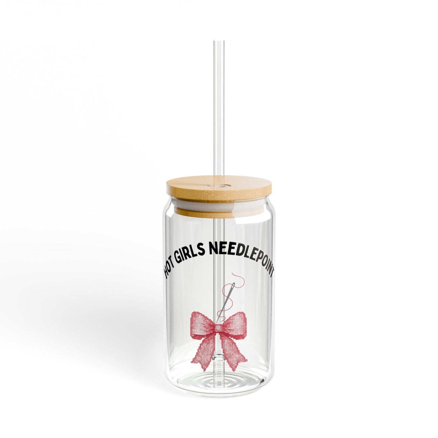 Hot Girls Needlepoint Glass Cup 16oz | Stitching Lover Gift