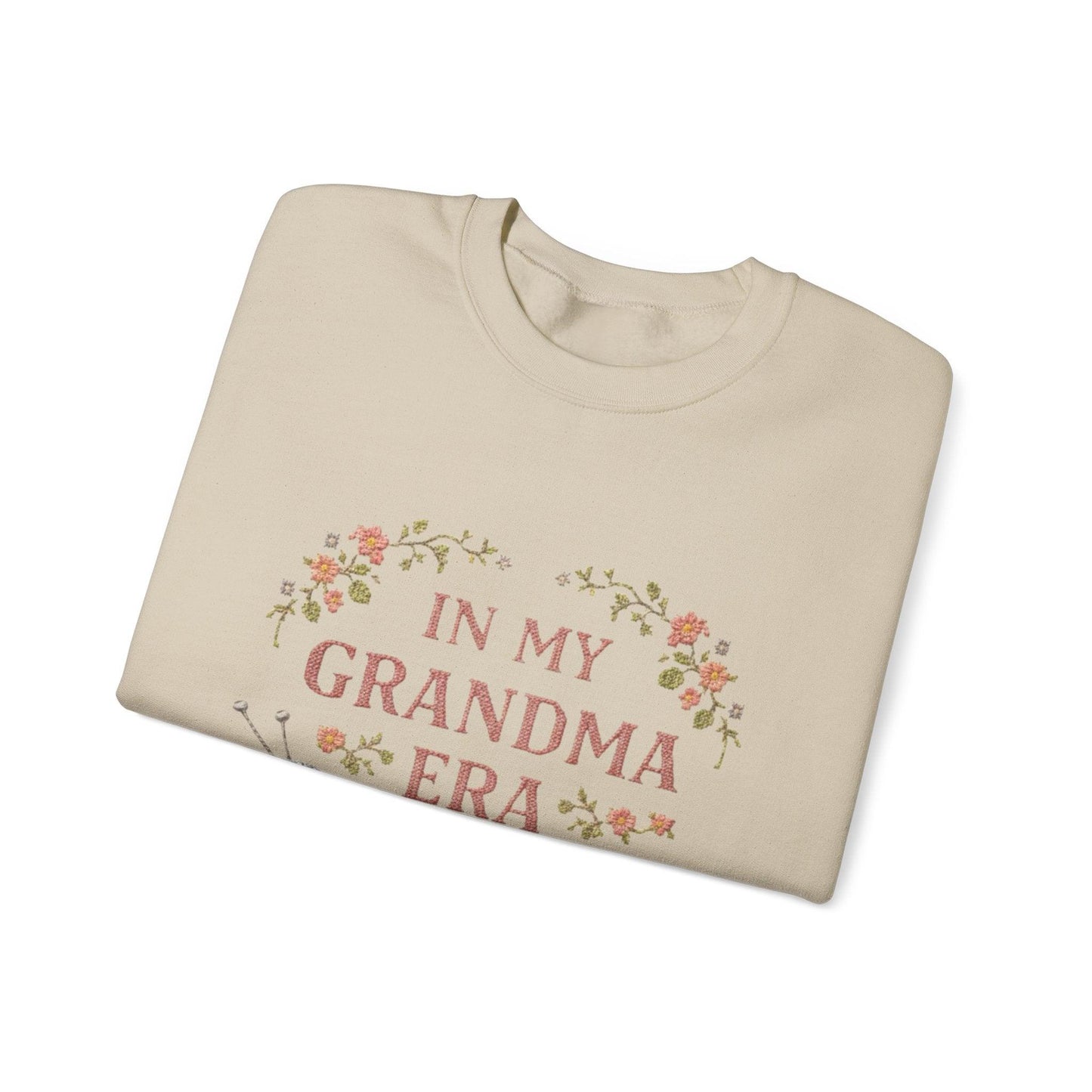 In My Grandma Era knitting balls and glasses Sweatshirt | Cozy vintage floral design