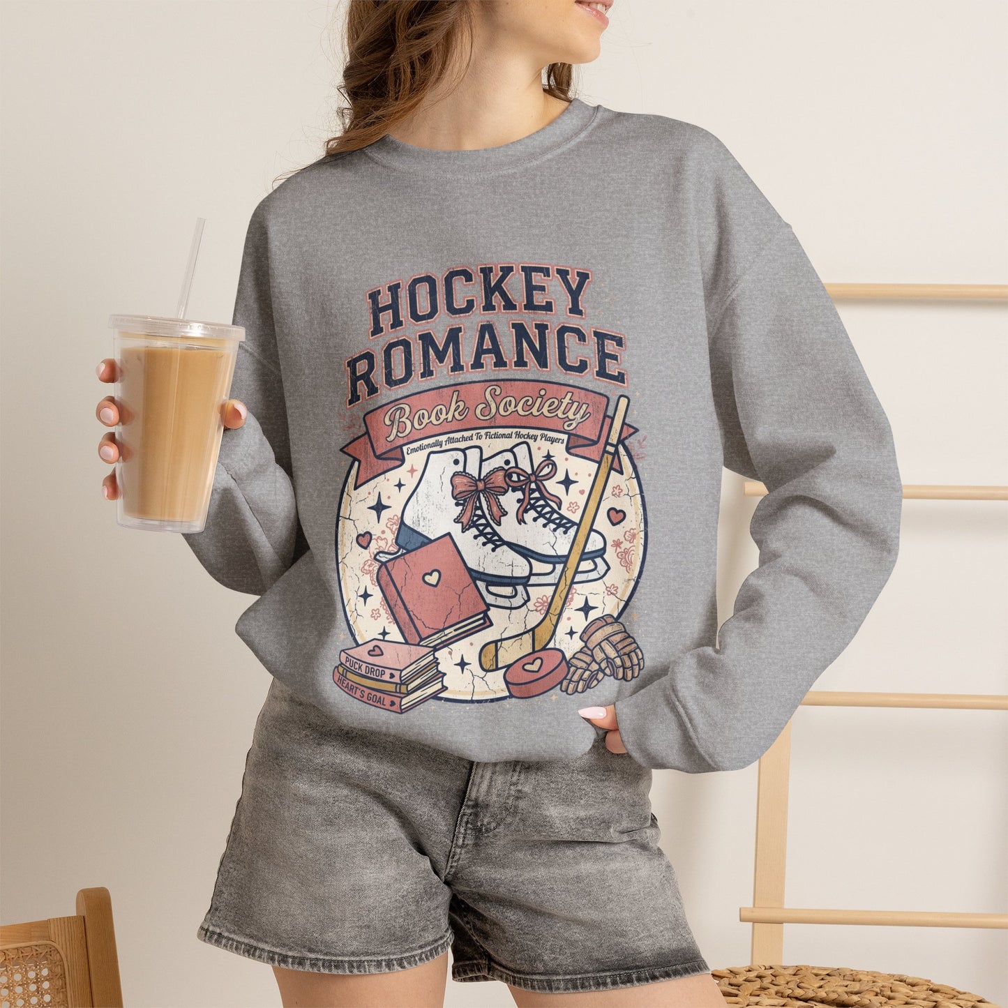Hockey Romance Sweatshirt, Booktok Hockey Romance Crewneck, Romance Reader Sweatshirt, Cozy Hockey Book Girly Gift
