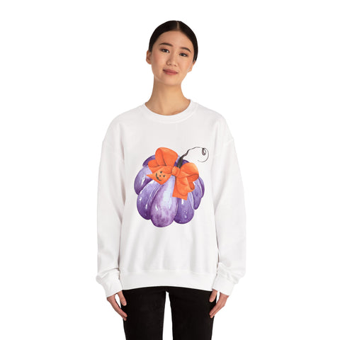 Purple Pumpkin Wrapped In A Bow Unisex Crewneck Sweatshirt