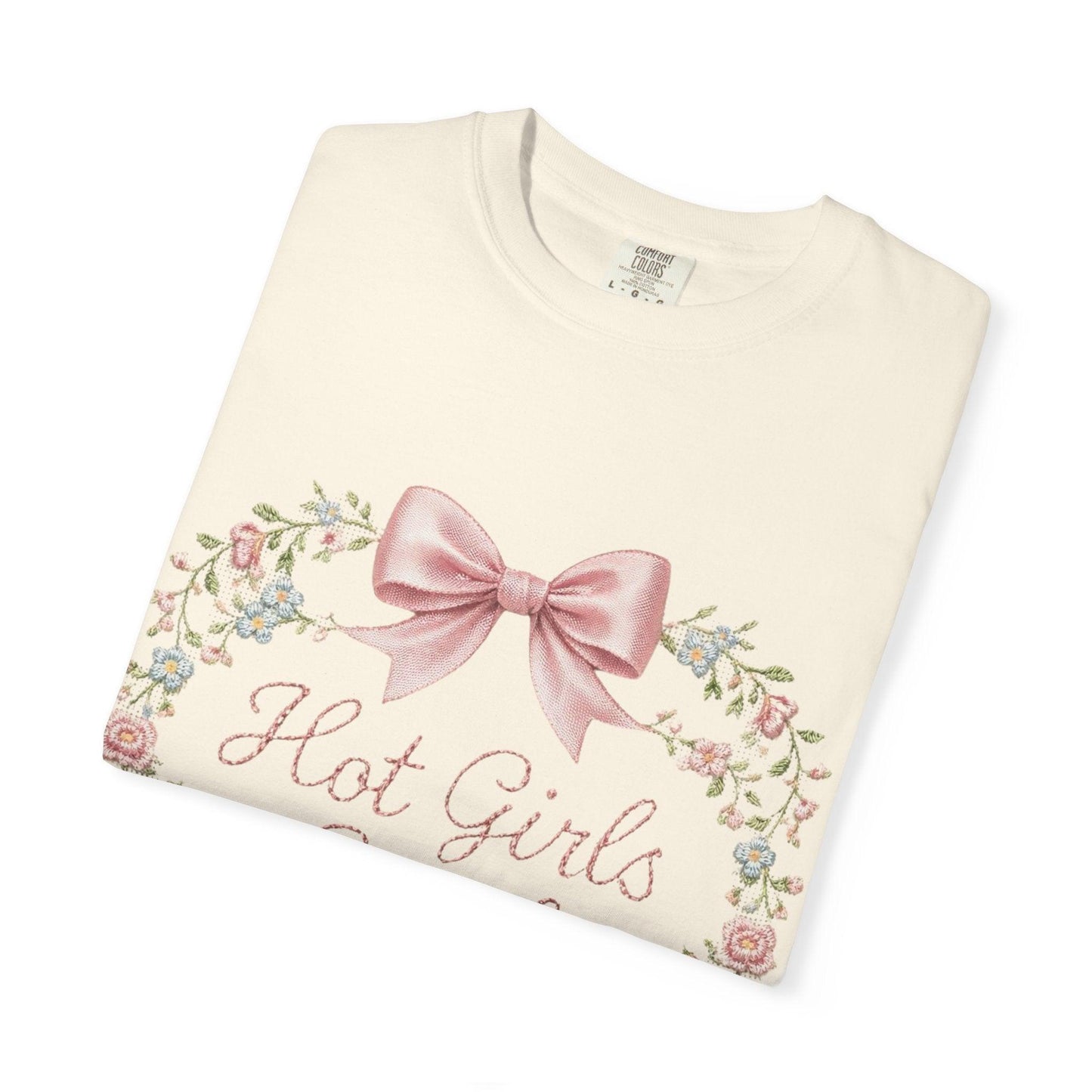 Floral Heart Wreath with Bow T-Shirt | Hot Girls Stitch