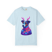Jack Russell in Reindeer Sweater T-shirt | Neon Holiday Dog Design