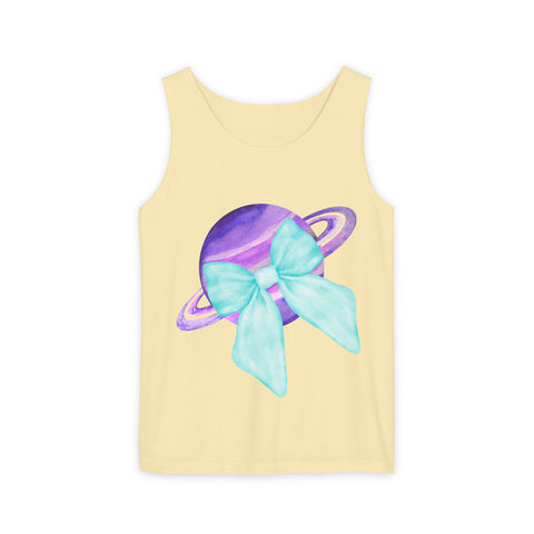 Purple Saturn Wrapped In Bow Unisex Tank Top