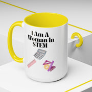 'I Am A Woman In STEM' Accent Coffee Mug