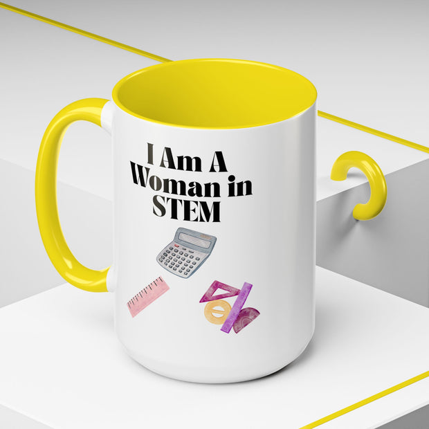 'I Am A Woman In STEM' Accent Coffee Mug