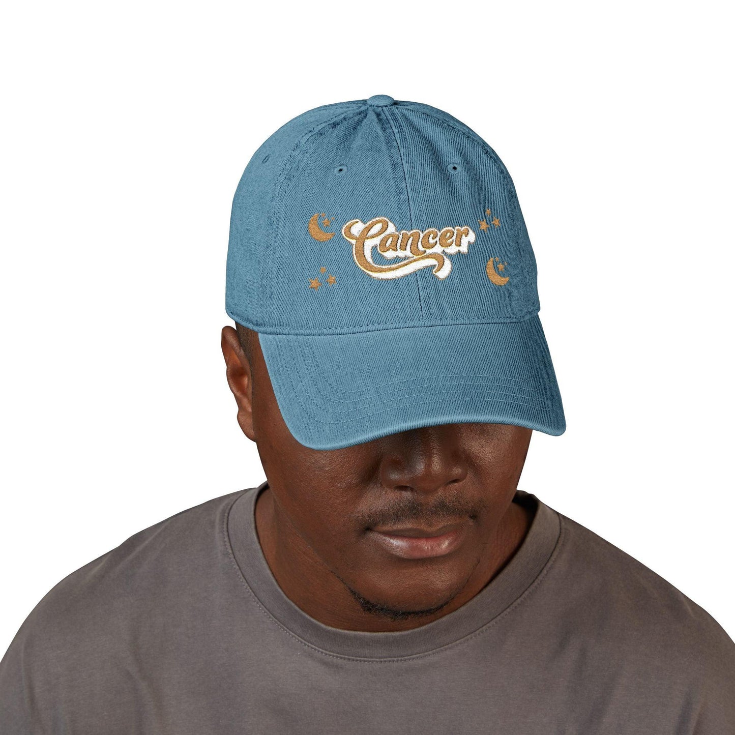 'Cancer' Denim Embroidered Cap