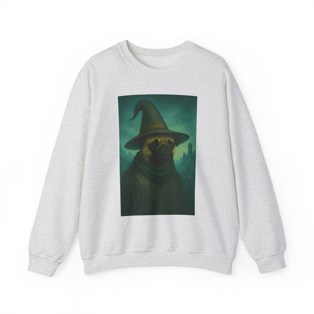 Wizard Pug Sweatshirt, Cozy Unisex Sweatshirt, Funny Pet Lover Gift, Halloween Apparel, Casual Trendy Crewneck