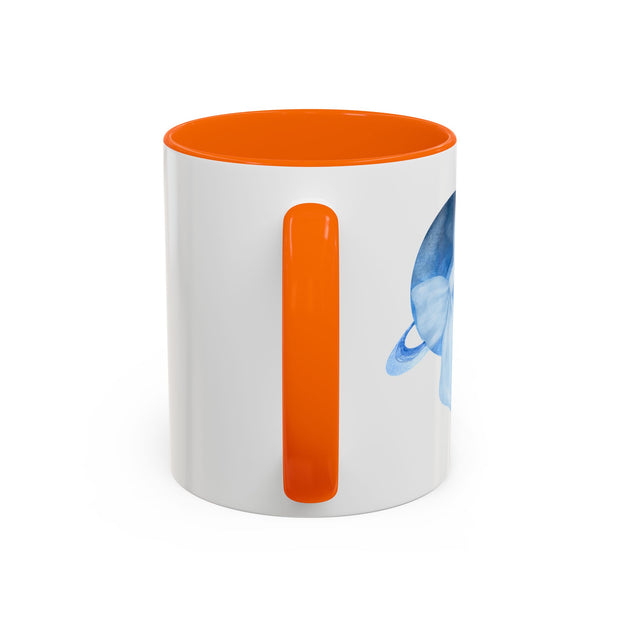 Blue Saturn Wrapped In A Blue Bow Accent Coffee Mug