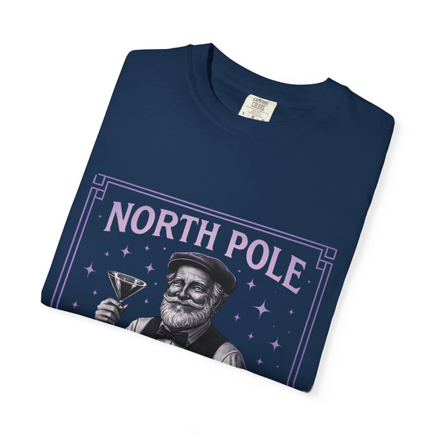 North Pole Speakeasy T-Shirt, Holiday T-Shirt, Unisex Christmas Tee, Vintage Style Tee, Fun Santa Shirt, Festive Gift Idea