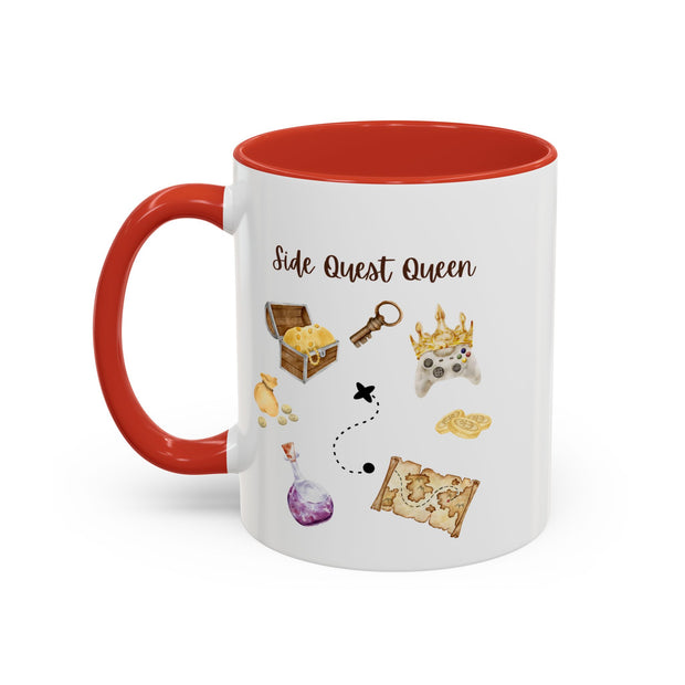 'Side Quest Queen' Accent Coffee Mug