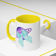 Purple Saturn Wrapped In A Bow Accent Coffee Mug
