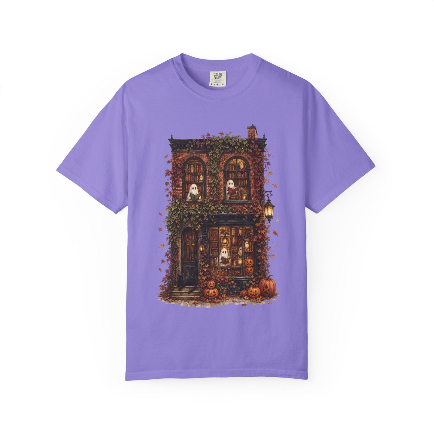 Haunted Bookstore T-Shirt, Cozy Book Lover Halloween Shirt, Ghost Library Tee, Dark Academia Fall Graphic, Spooky Reader Gift
