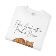 'Feline Good with a Book & Brew' Unisex T-Shirt