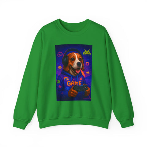Game On Beagle Sweatshirt, Gamer Gift, Cute Pet Sweatshirt, Video Game Crewneck, Unique Dog Lover Apparel