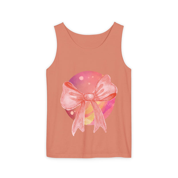 Pink/Yellow Planet Wrapped In Bow Unisex Tank Top