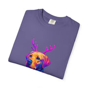 Labrador Retriever with Reindeer Antlers T-Shirt | Neon Holiday Sweater Dog