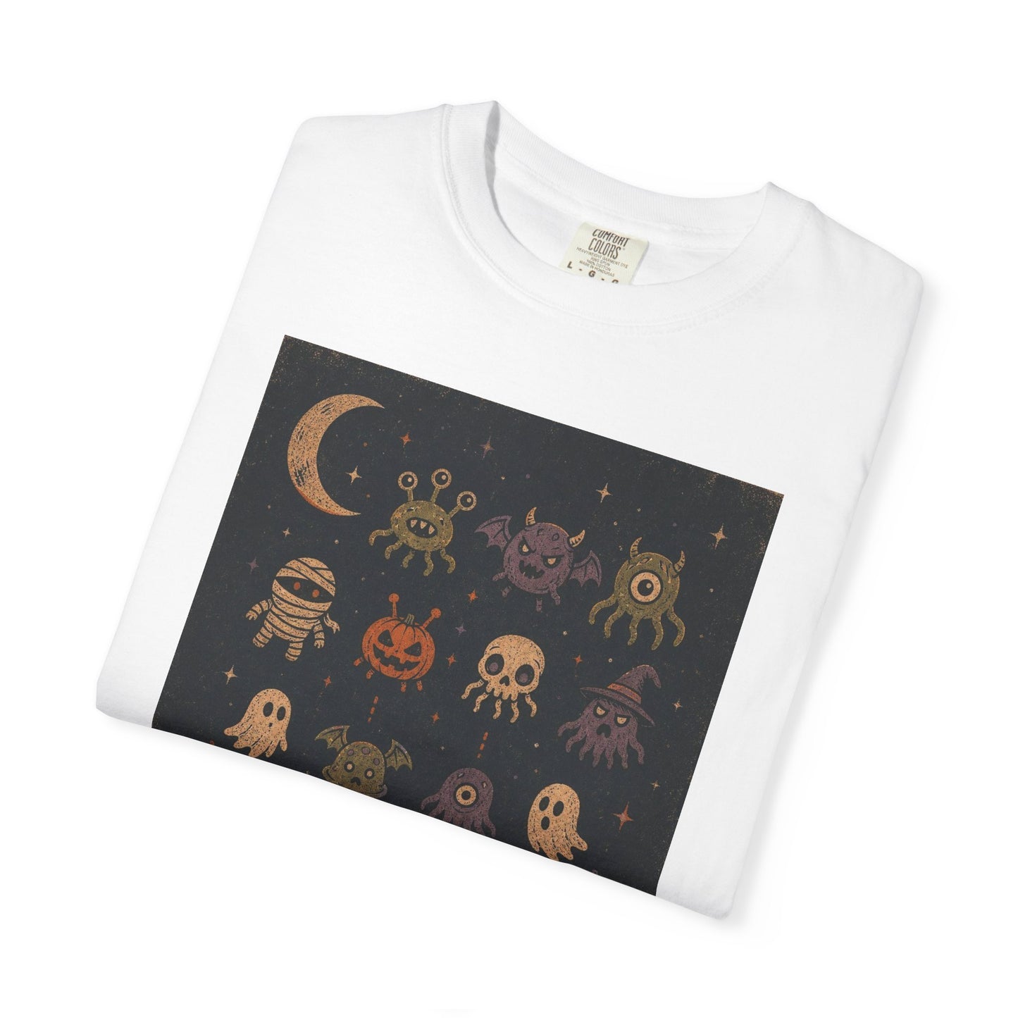 Cute Halloween Witch and Ghosts T-Shirt | Pumpkin Moon Spooky Illustration