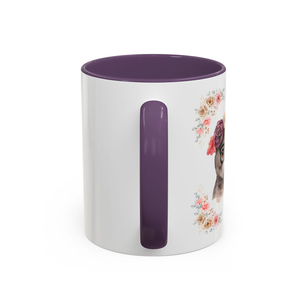 Geeky Goddess Dark Gray Cat Accent Coffee Mug
