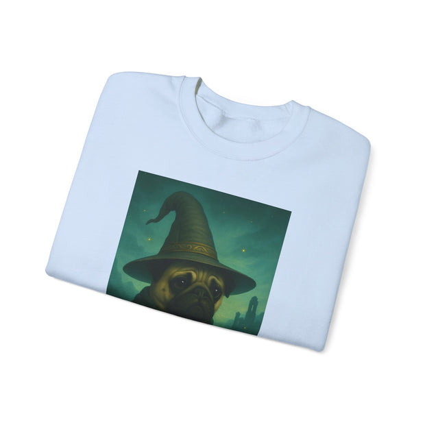 Wizard Pug Sweatshirt, Cozy Unisex Sweatshirt, Funny Pet Lover Gift, Halloween Apparel, Casual Trendy Crewneck