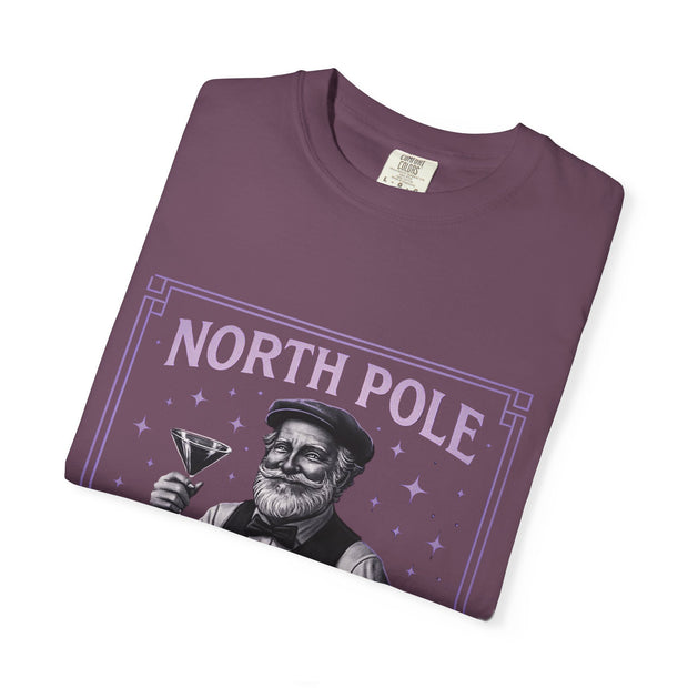 North Pole Speakeasy T-Shirt, Holiday T-Shirt, Unisex Christmas Tee, Vintage Style Tee, Fun Santa Shirt, Festive Gift Idea