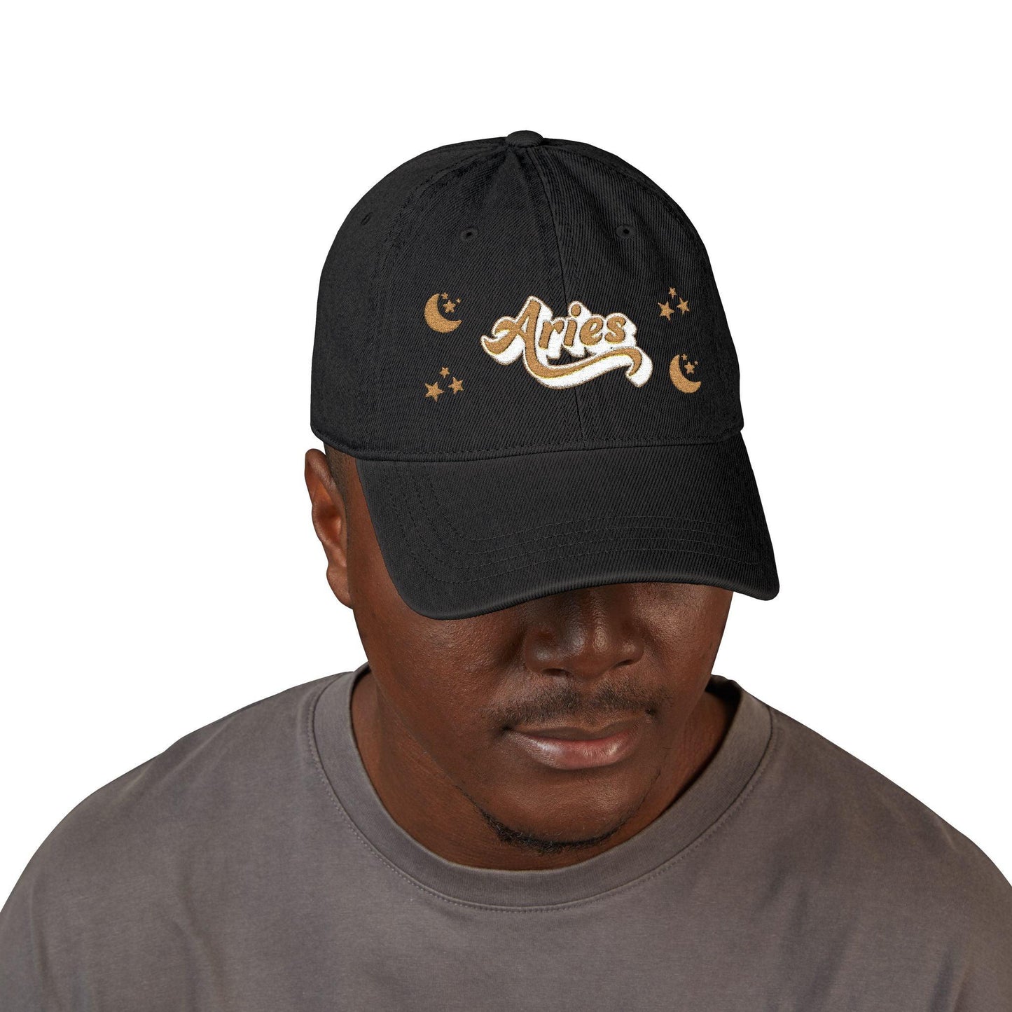 'Aries' Denim Embroidered Cap